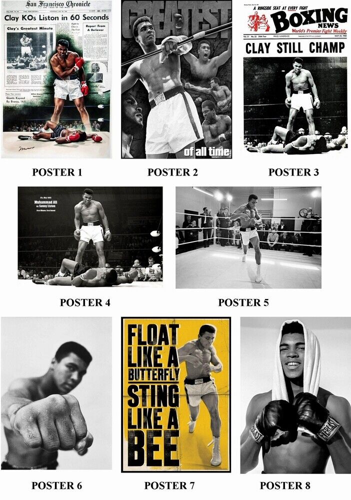 Muhammad Ali - 8 DIFFERENT BOXING Photo Poster painting POSTERS -  POSTAGE