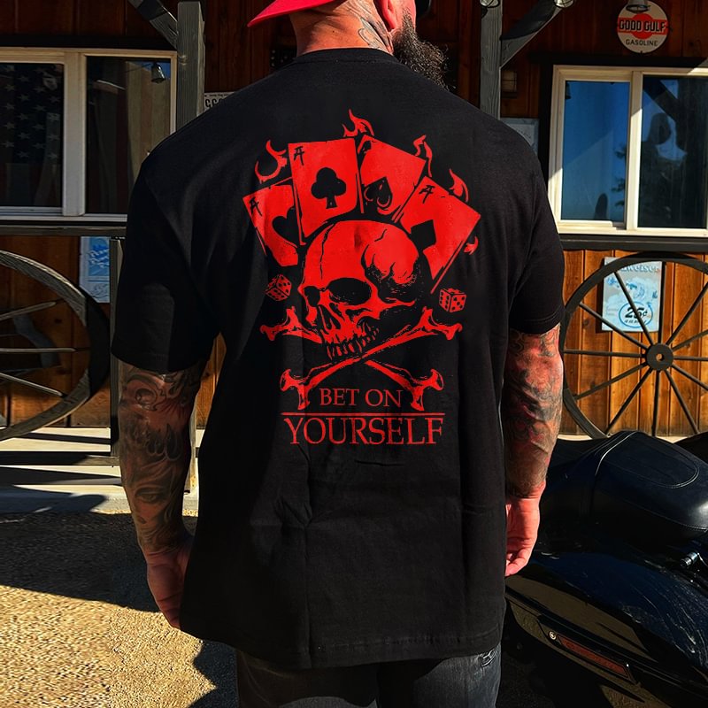Livereid Bet On Yourself Skull Printed Men's T-shirt - Livereid
