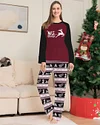 Family Striped Deer Letter Print Christmas Parent Child Holiday Pajamas