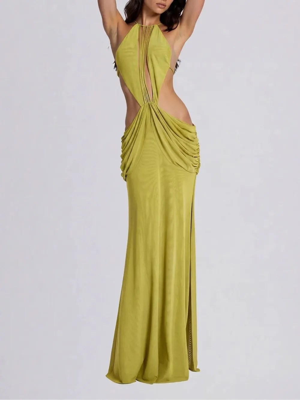 Fashionslee Women Fervik Backless Draped Maxi Dress
