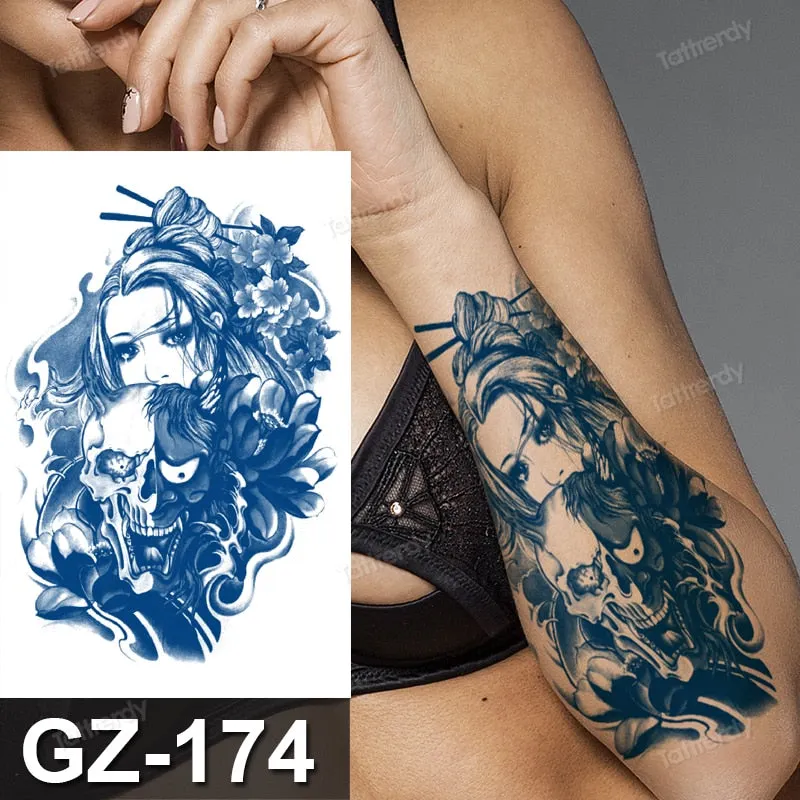 waterproof temporary tattoos men sleeve armband tattoo letter wings flowers long lasting juice ink tattoo sticker fake body art