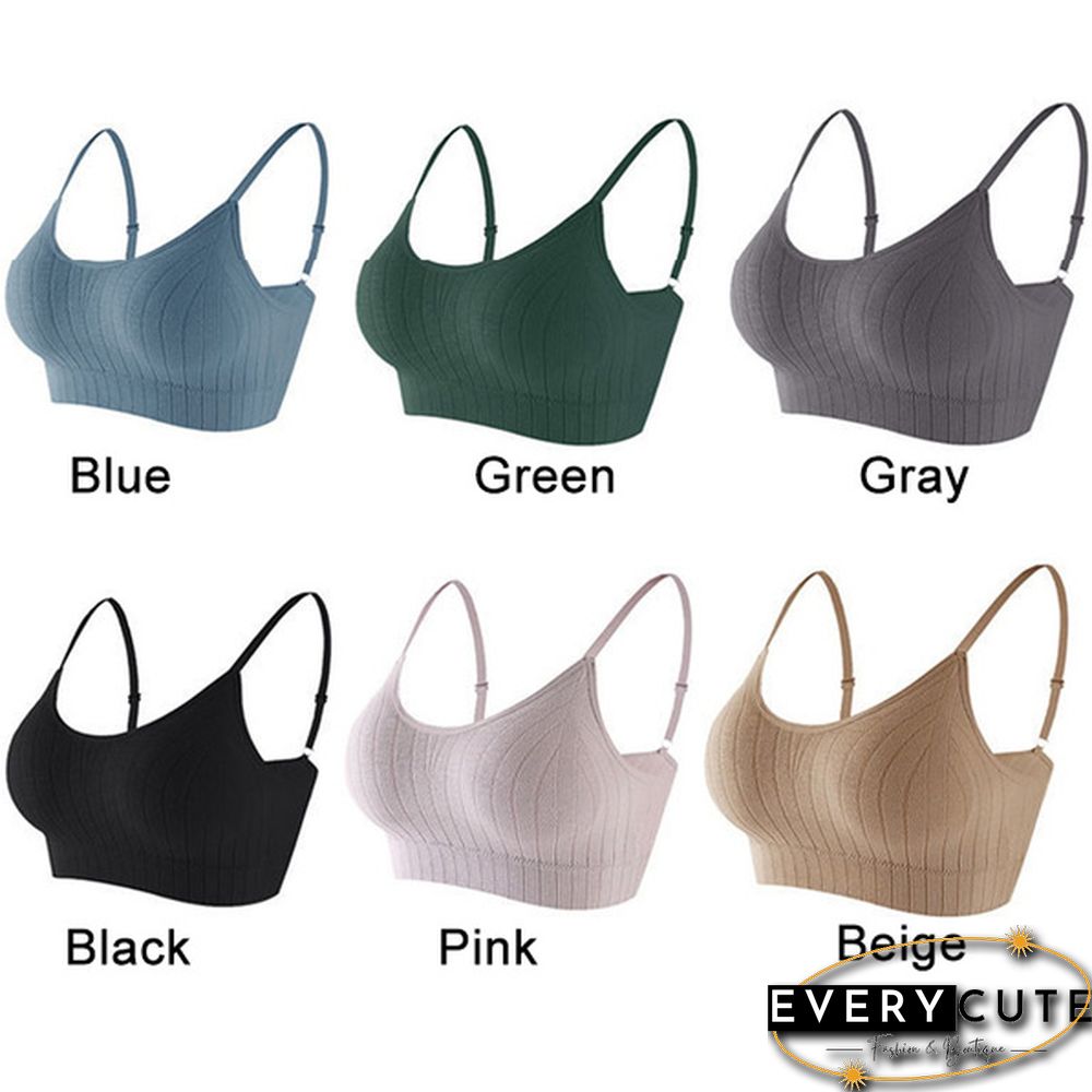 Women's Sleeveless Striped Bra Padded Tank Tops Spaghetti Strap Bralette Crop Top Tube Bras Seamless Tube Top