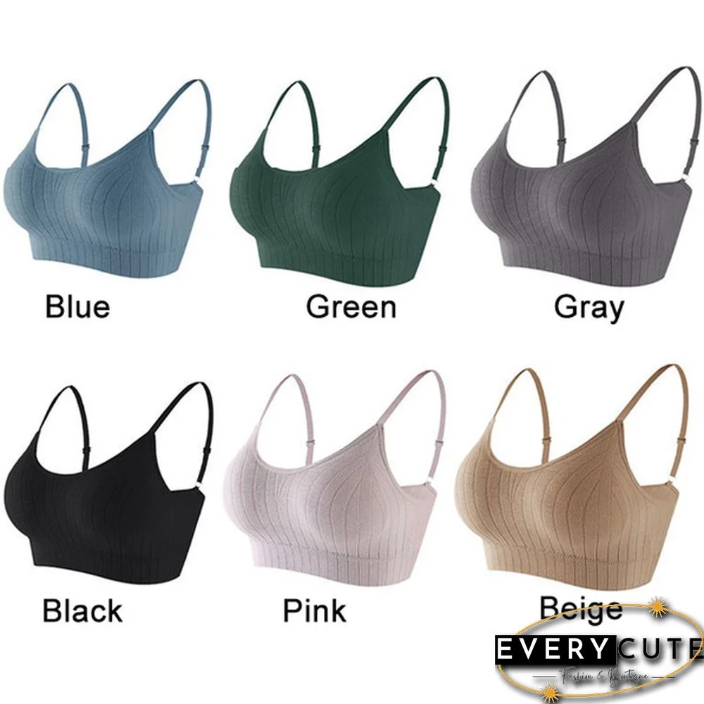 Women's Sleeveless Striped Bra Padded Tank Tops Spaghetti Strap Bralette Crop Top Tube Bras Seamless Tube Top