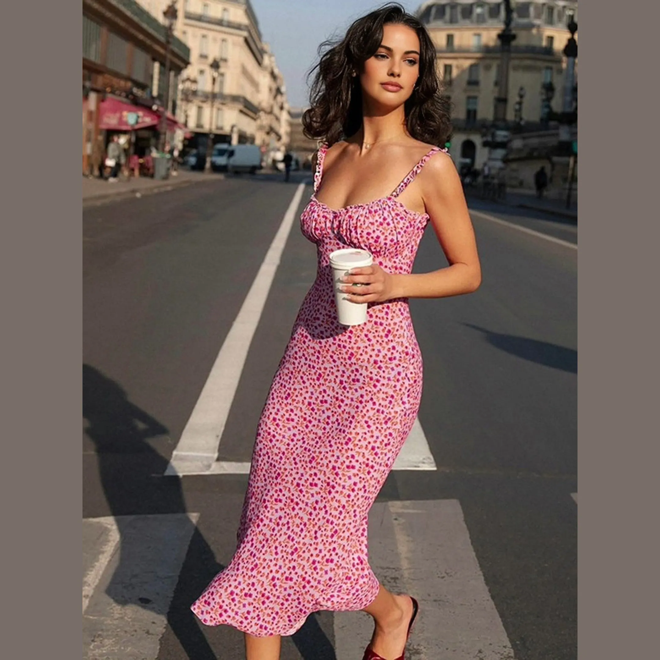 Women's Sleeveless Floral Boho Midi Dress &ndash; Soft Stretch Jersey