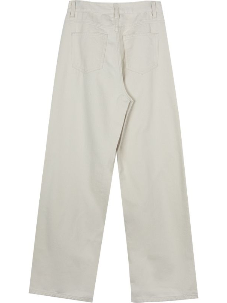 Ootddress Fashion High Waist For Women Straight Legg Slim Casual Summer 2025 Straight High Street Sweatpants Pocket Denim Trousers