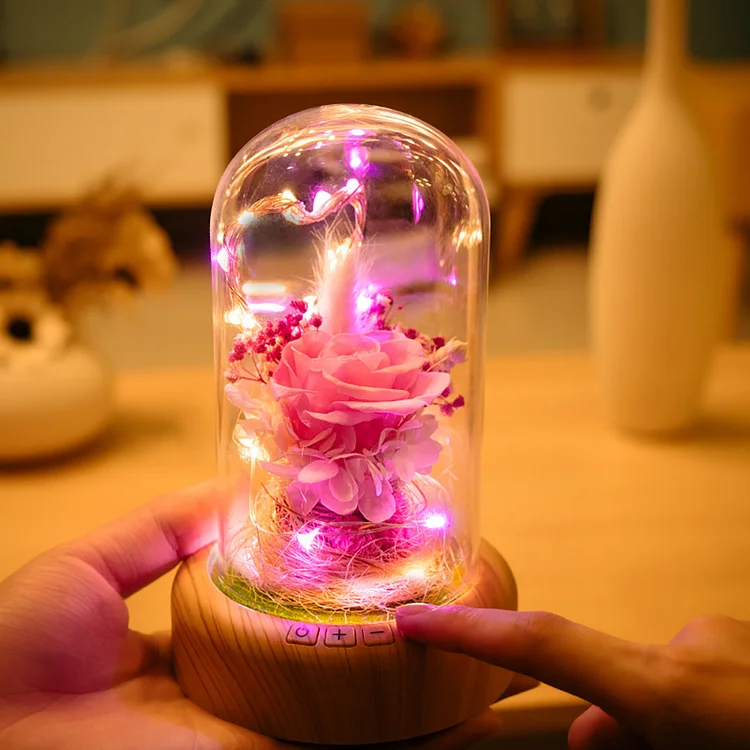 Bluetooth Speaker Wishing Streamer Bottle Led Light Rose Eternal Flower