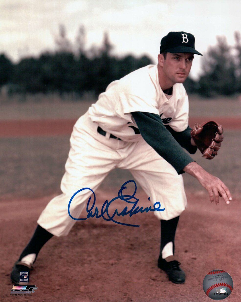 Carl Erskine Signed Autographed 8X10 Photo Poster painting Brooklyn Dodgers Pitch Pose COA