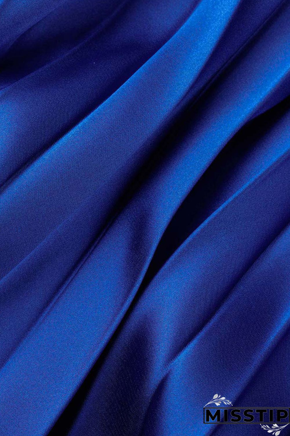 Colorful Blue Elegant Solid Patchwork Fold Oblique Collar Straight Dresses