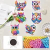 (US Local)6Pcs Acrylic  Owls Diamond Painting Fridge Magnet for Fridge Whiteboard