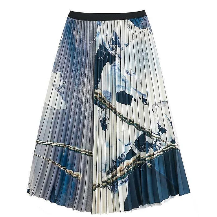 Literary Pleated High-Waisted Skirt - yankia