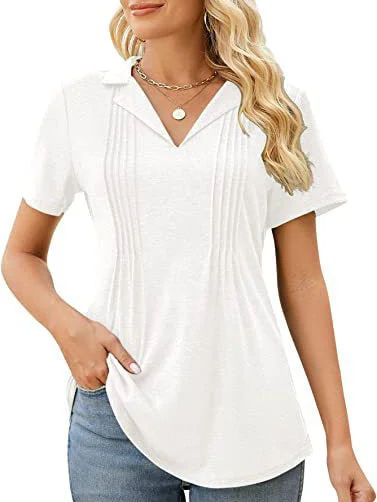 Women's Solid Color Short Sleeve V-neck Top T-shirt