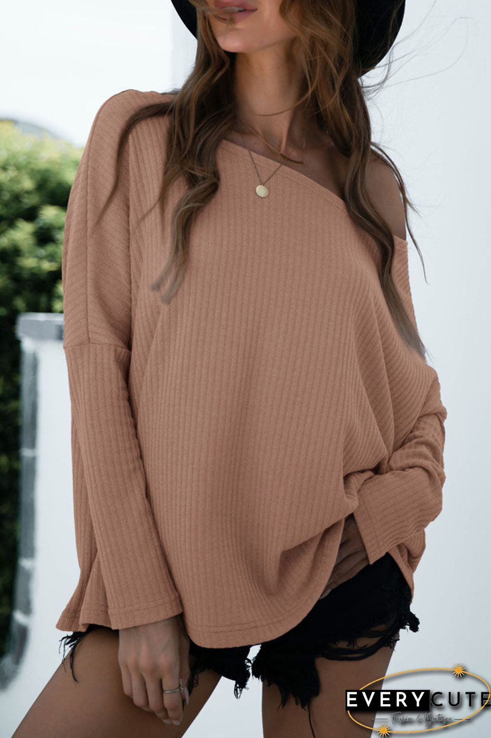 Fashion Casual Solid Split Joint Oblique Collar T-Shirts