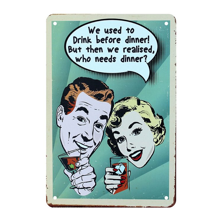 Cocktail - Vintage Tin Signs/Wooden Signs - 7.9x11.8in & 11.8x15.7in