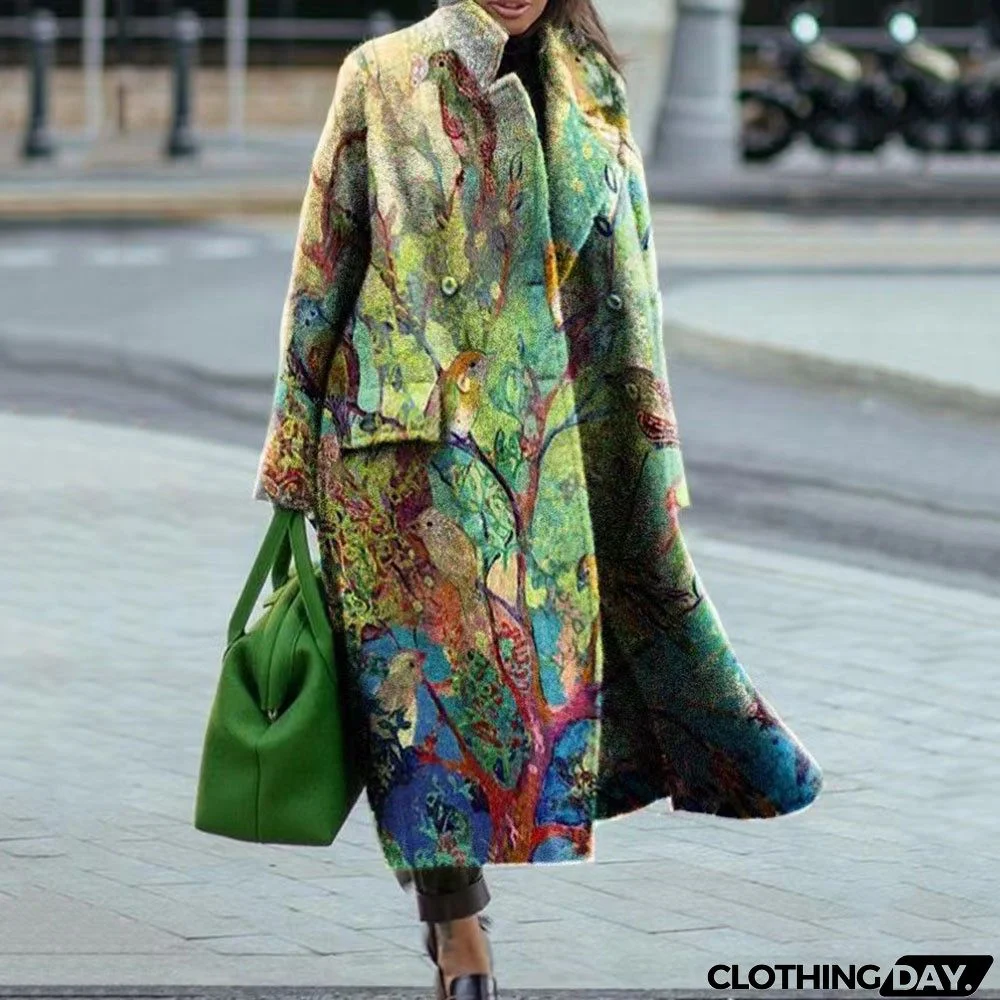 Women Fashion Autumn And Winter Long Sleeve Lapel Over Coat