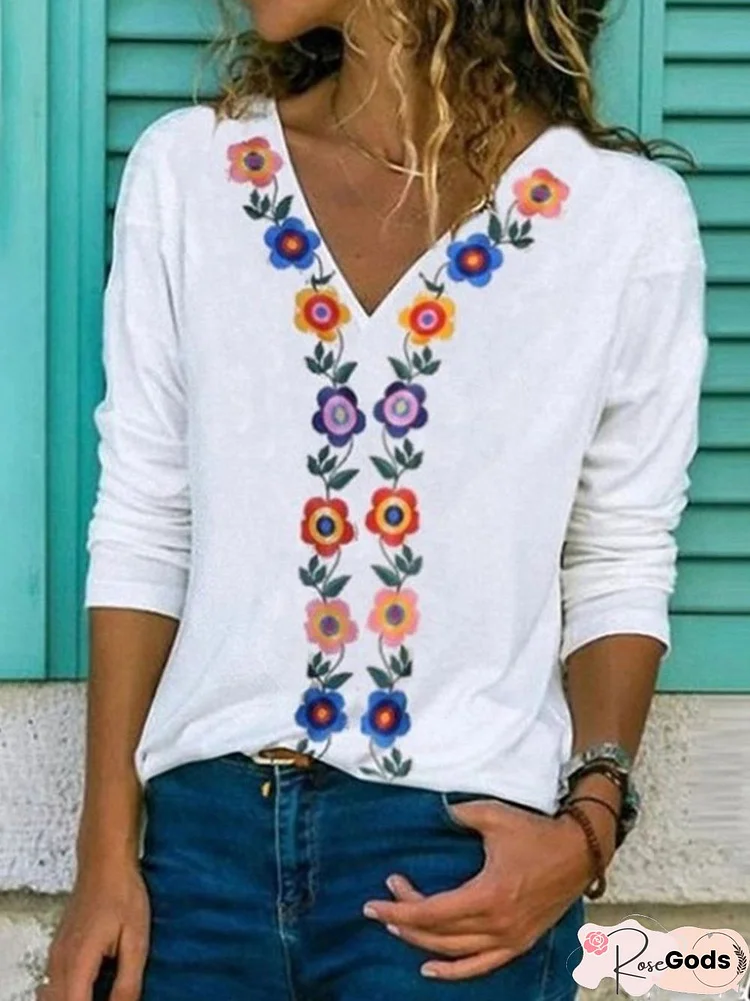 Cotton-Blend Long Sleeve Vintage Shift Shirt