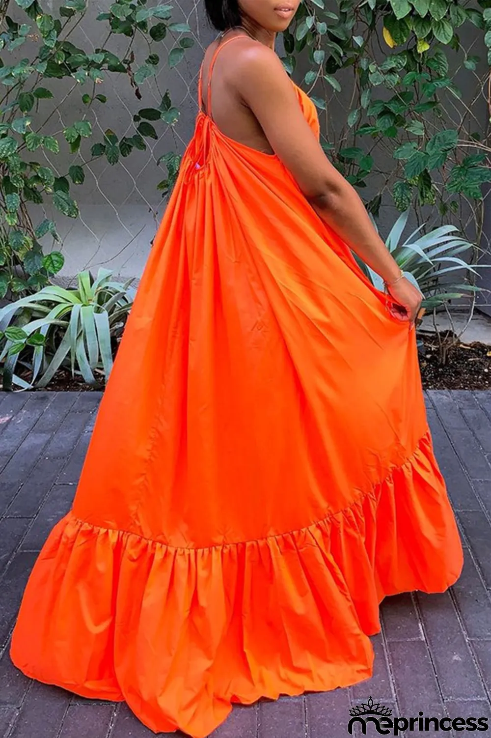 Light Purple Sexy Casual Solid Backless Spaghetti Strap Loose Sling Dress