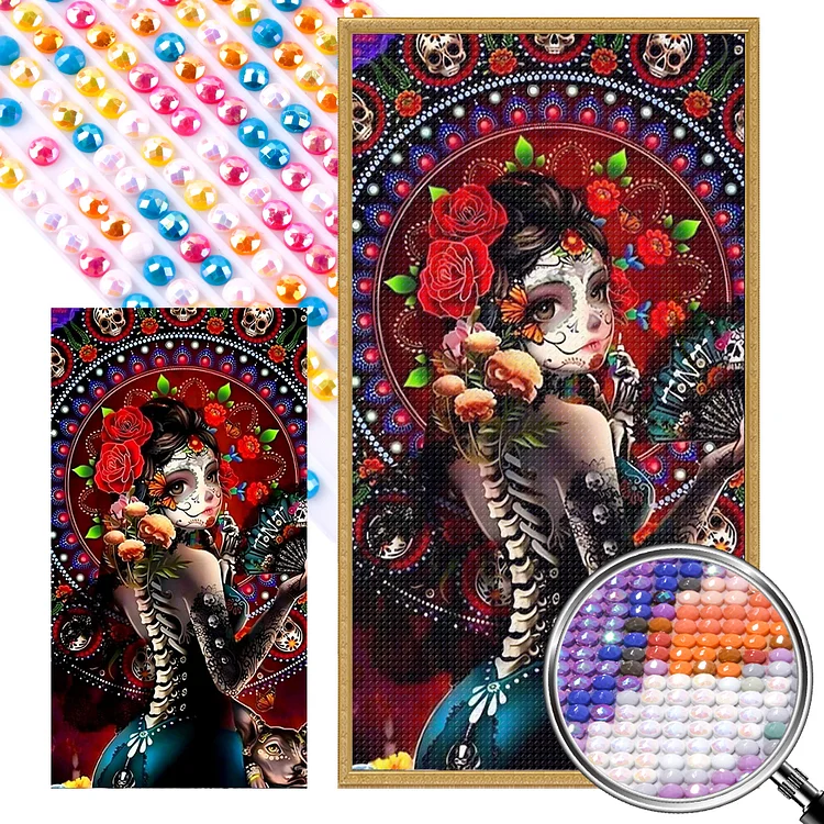 Partial AB Drill - Full Round Diamond Painting - Day Of The Dead Ghost Bride 40*75CM
