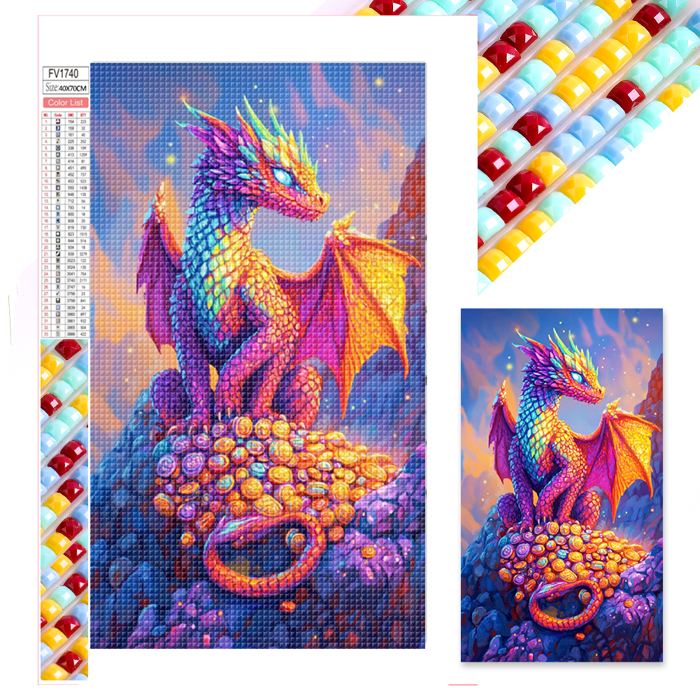 Dragon On Gold Coin 40*70cm(picture) full square drill diamond painting