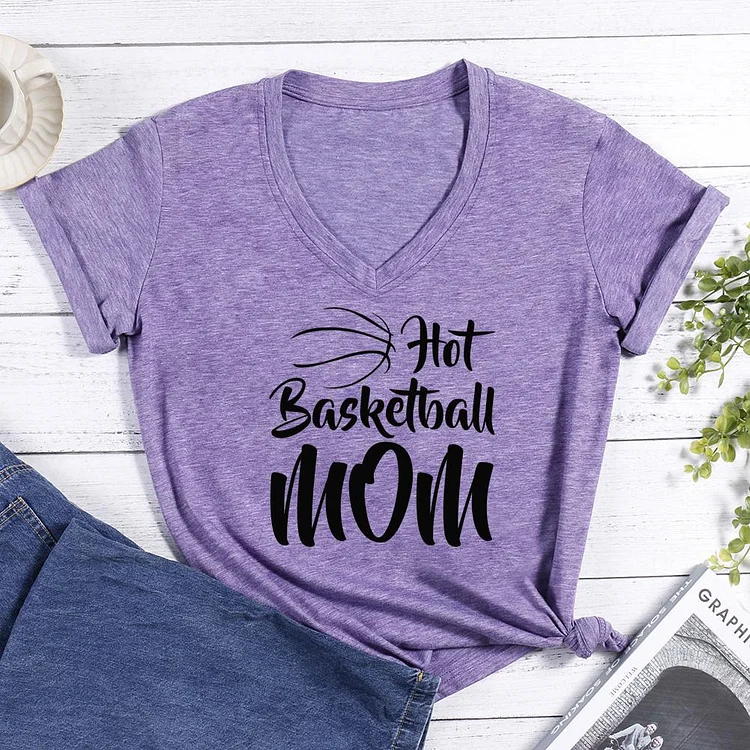 Hot basketball mom V-neck T Shirt-Annaletters