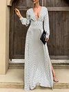 Polka Dot Split-Side Long Sleeves Maxi Dresses