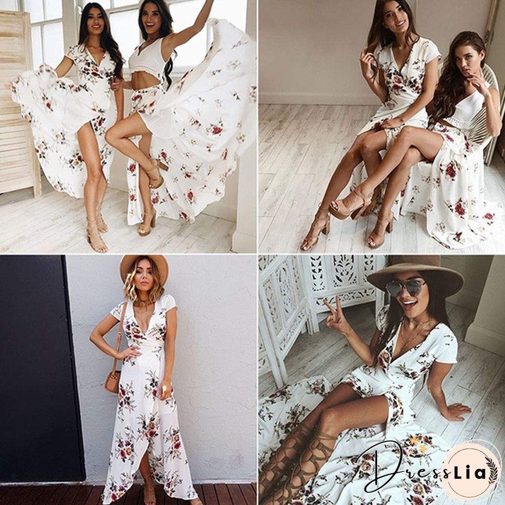 GT Sexy Women Summer Fashion Boho Maxi Dress Split Ends Elegant Evening Party Long Dress Beach Dress