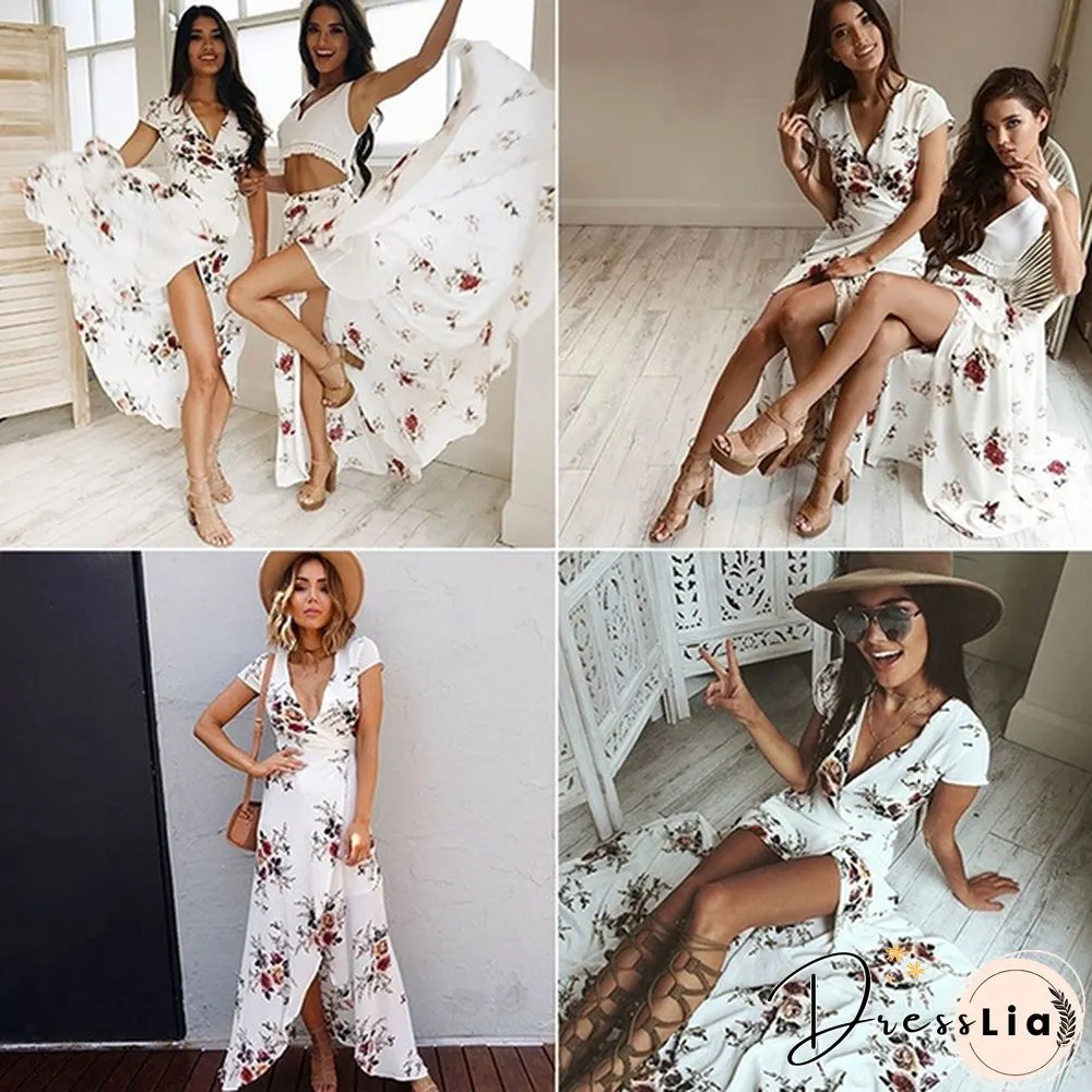 GT Sexy Women Summer Fashion Boho Maxi Dress Split Ends Elegant Evening Party Long Dress Beach Dress