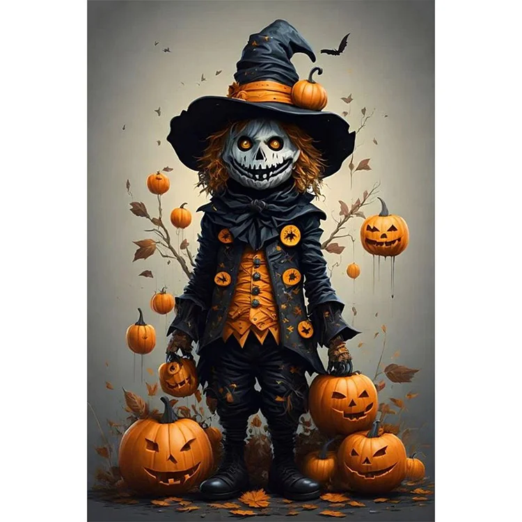 Halloween Pumpkin Skeleton Man 40*60CM (Canvas) Full Round Drill Diamond Painting gbfke