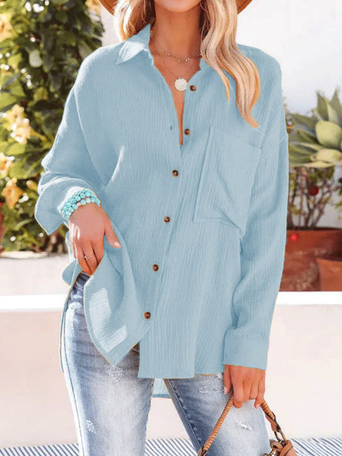 Casual Solid Color Long Sleeve Shirt