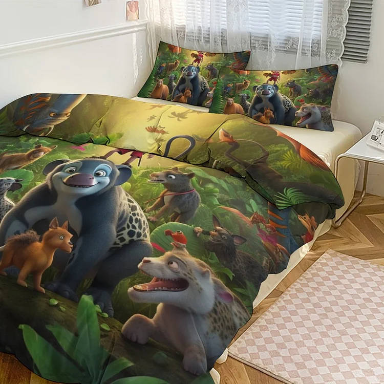 3-Piece Bedding Set (1 Duvet Cover + 2 Pillow Shams) JUNGLE ANIMAL  customized, personalized, gift