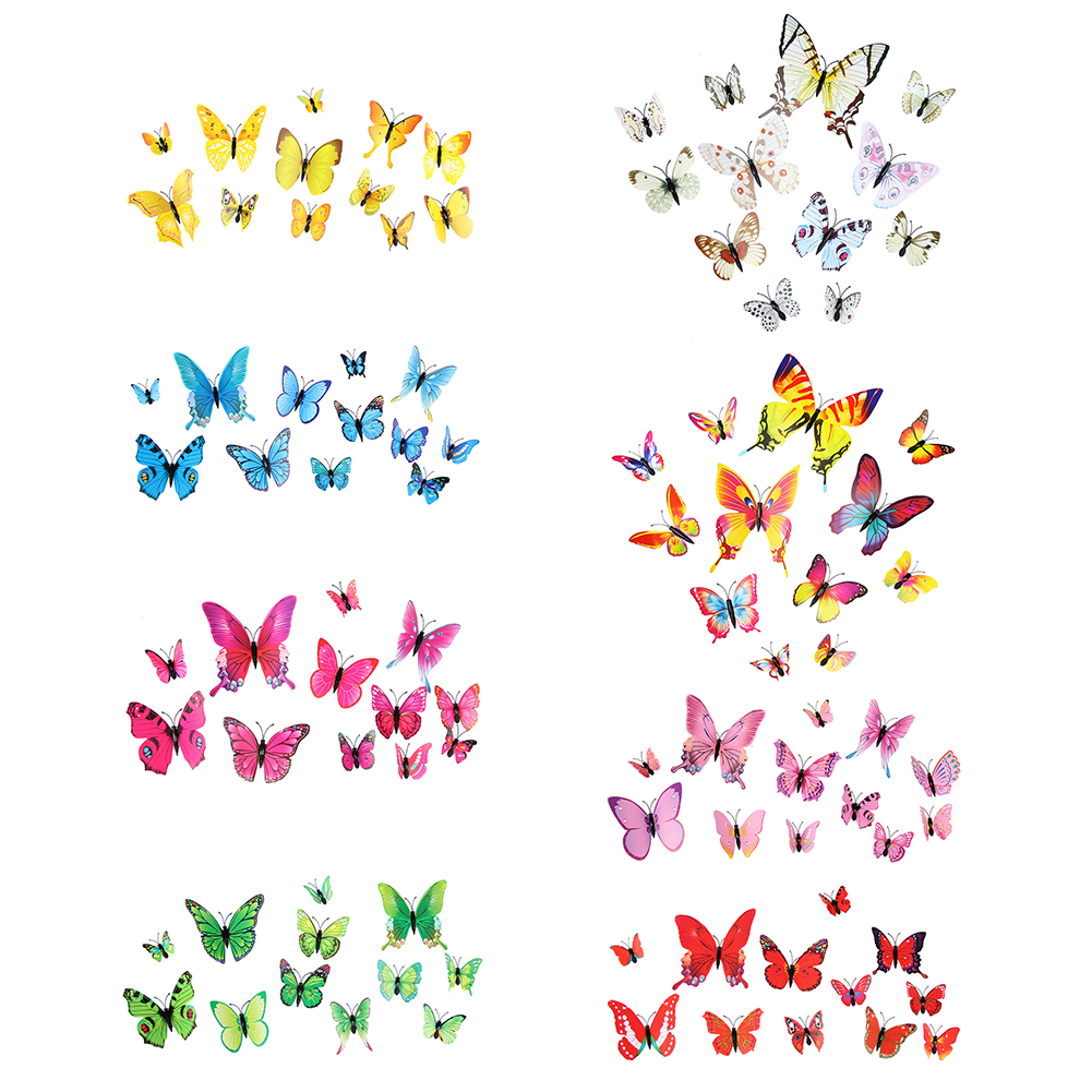 

12pcs Fridge Magnet Sticker 3D Butterfly Adhesive Home Decor (Mixed Color, Camouflage, 501 Original