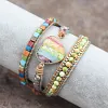 Colorful Multi Gemstone Crocheted Wristband Accessories