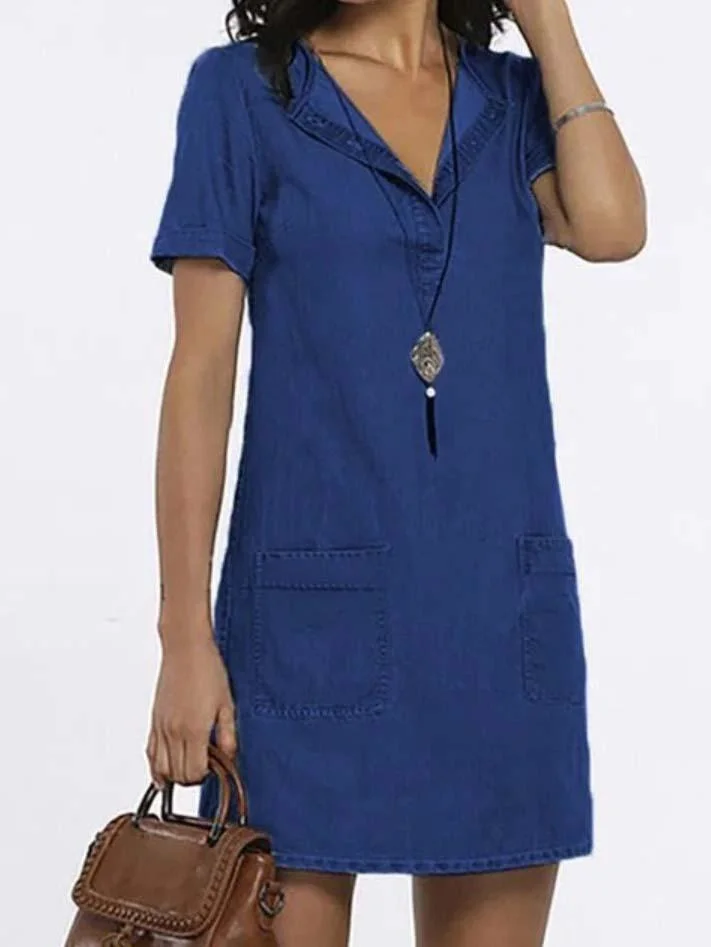 Women's V-neck Short Sleeve Midi Dress