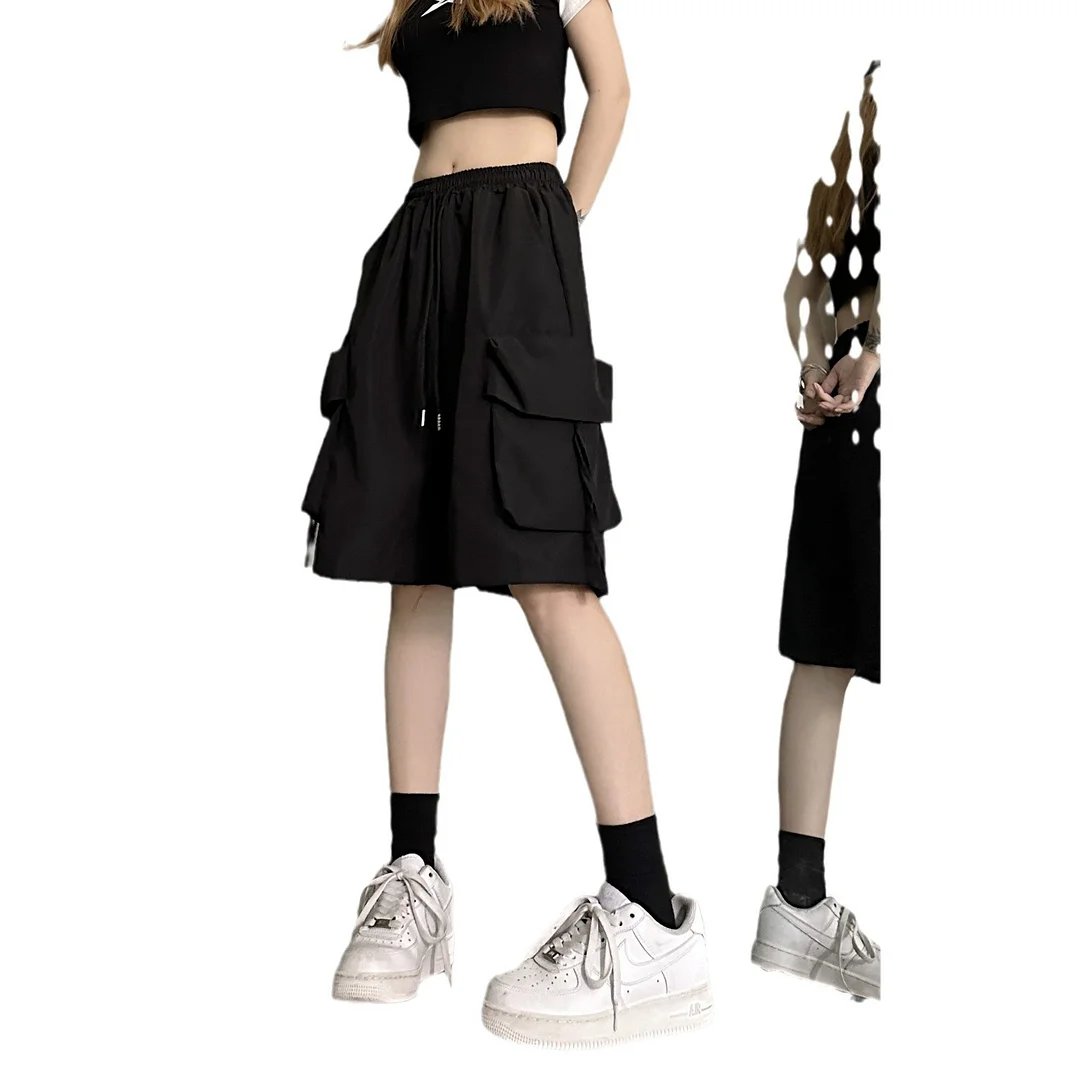 Uveng Uveng Shorts Female 2024 Summer New Thin Money Outside Wear Wide Legs Casual Show Thin Speed Dry Cargo Pants Five Points