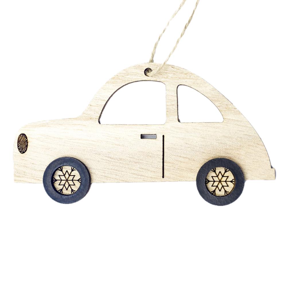 

Wood Christmas Tree Mini Car Color Draw Pendants New Year Home Party Decor, 501 Original