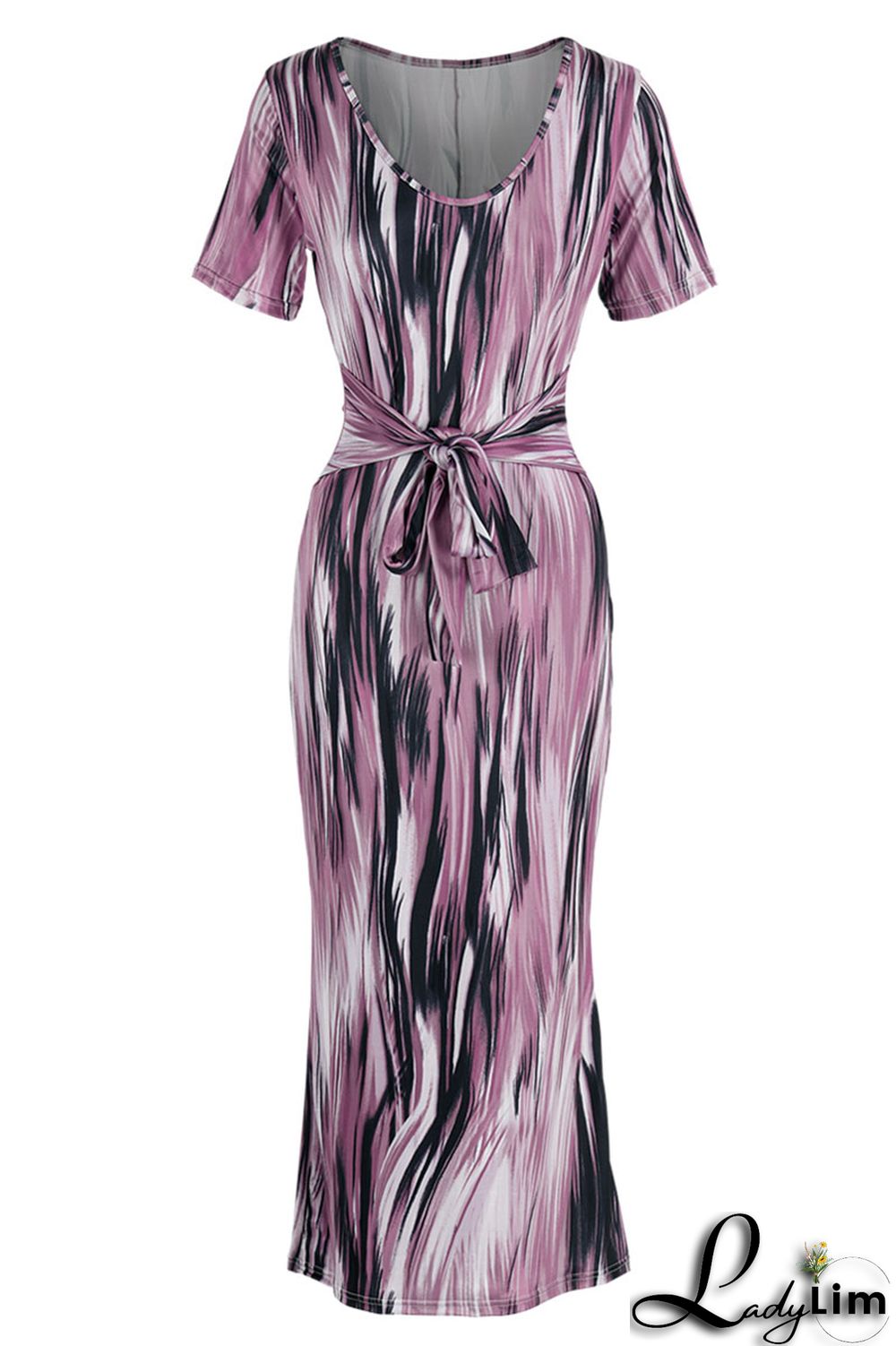 Green Sexy Print Split Joint V Neck One Step Skirt Dresses