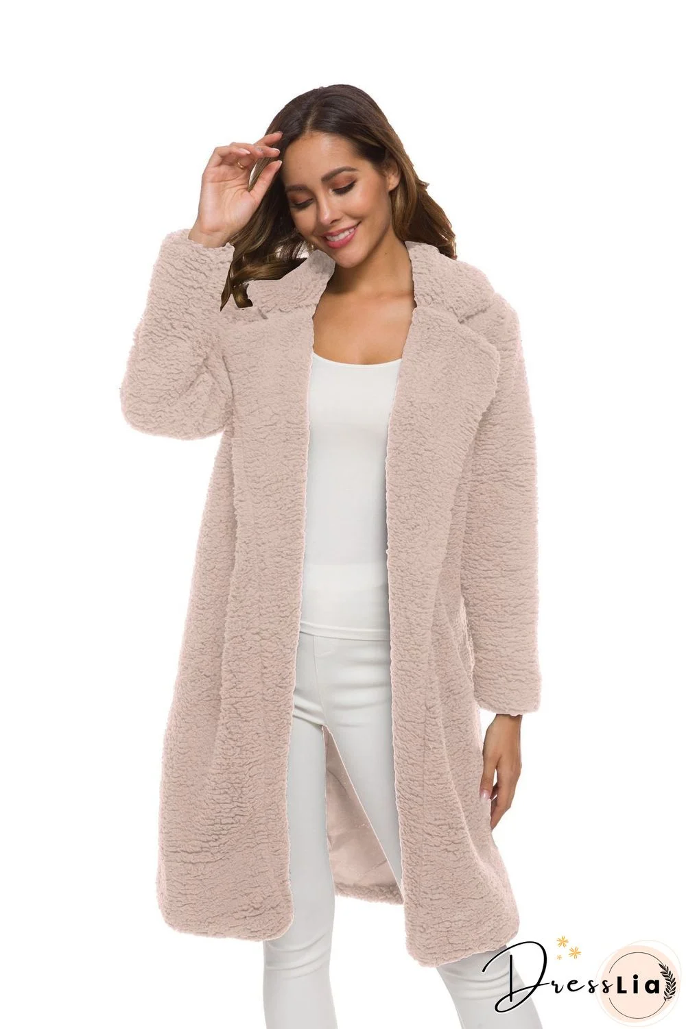 Soft Faux Lambelwool Loose Long Coat