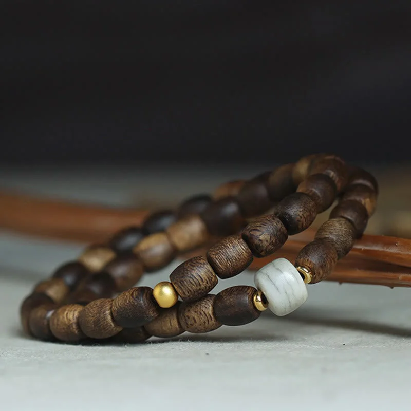 Agarwood Tibetan Old Spirit Bone Balance Strength Double Wrap Bracelet