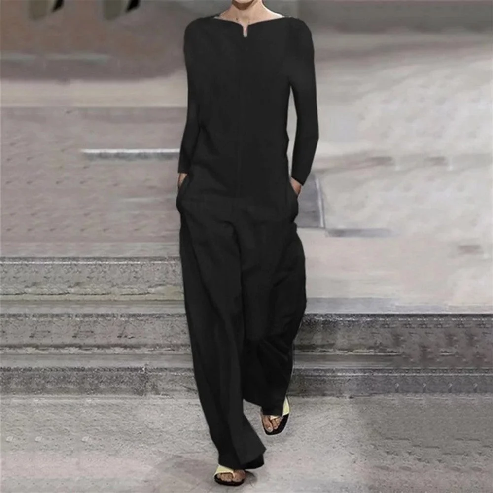 V-NECK SATIN JUMPSUIT