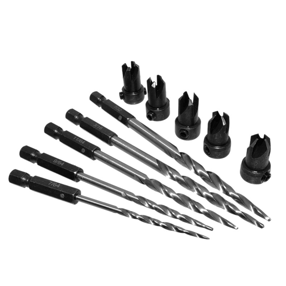 

11pcs Hex Shank Taper Drill Counter Sink Hole Countersink Reaming Drill Bit, 501 Original