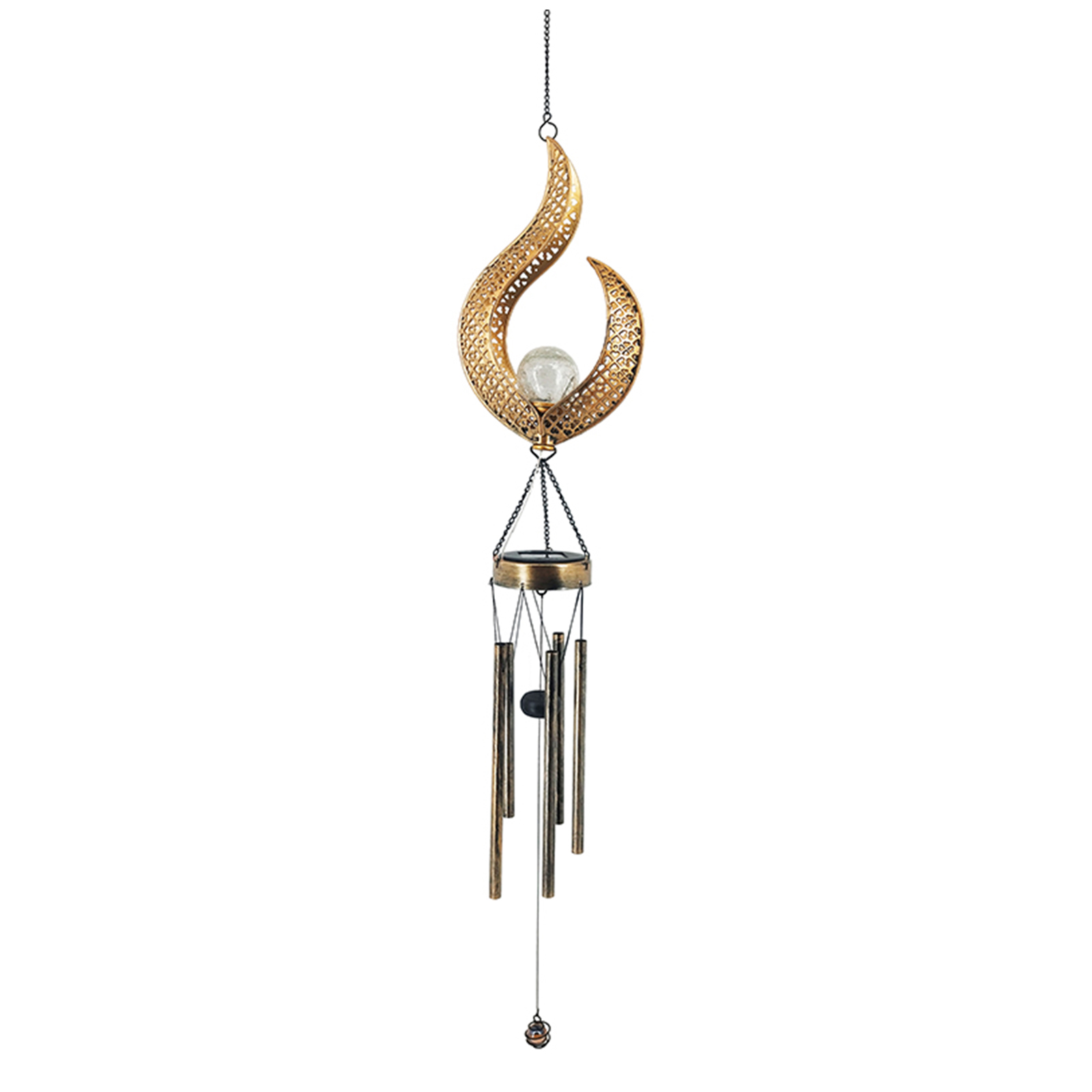 

Solar Wind Chime Outdoor Light Flame Crackle Ball Waterproof Mobile Spinner, 501 Original