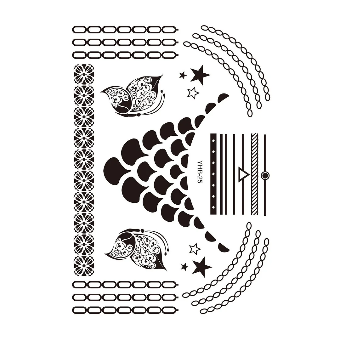 Stockings Tattoo Legs Black Henna Lace Bracelet Temporary Tatoo Sticker Mehndi Stickers for Hand Finger Leg Thigh Body Art Decal