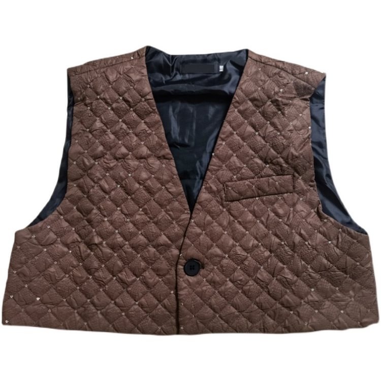 -B251-X25-P65 Diamond Check Quilted Cotton Sleeveless Vest Small Waistcoat-Dawfashion- Original Design Clothing Store-Halloween 2022