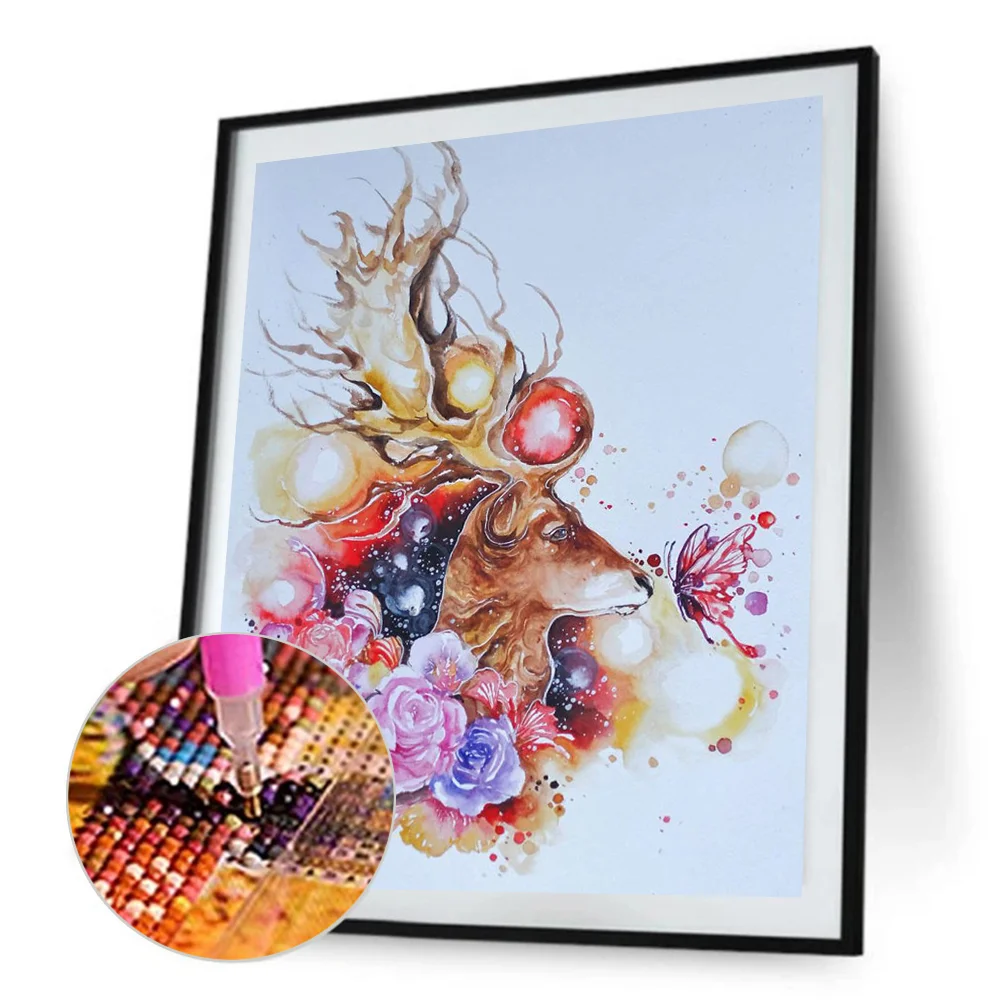 Diamond Painting - Full Round Drill - Flower Elk(30*40cm)