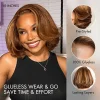 New Glueless Hightlight Brown Mixed Blonde Bob Wave Wig