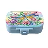(US Local)5D DIY Diamond Painting Dot Pill Case Diamond Art Pill Storage Box (Dragonfly)