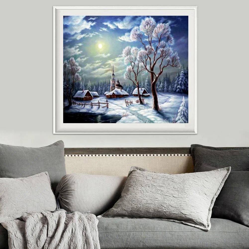 Diamond Painting - Full Round Drill - Snow Scene(35*30cm)