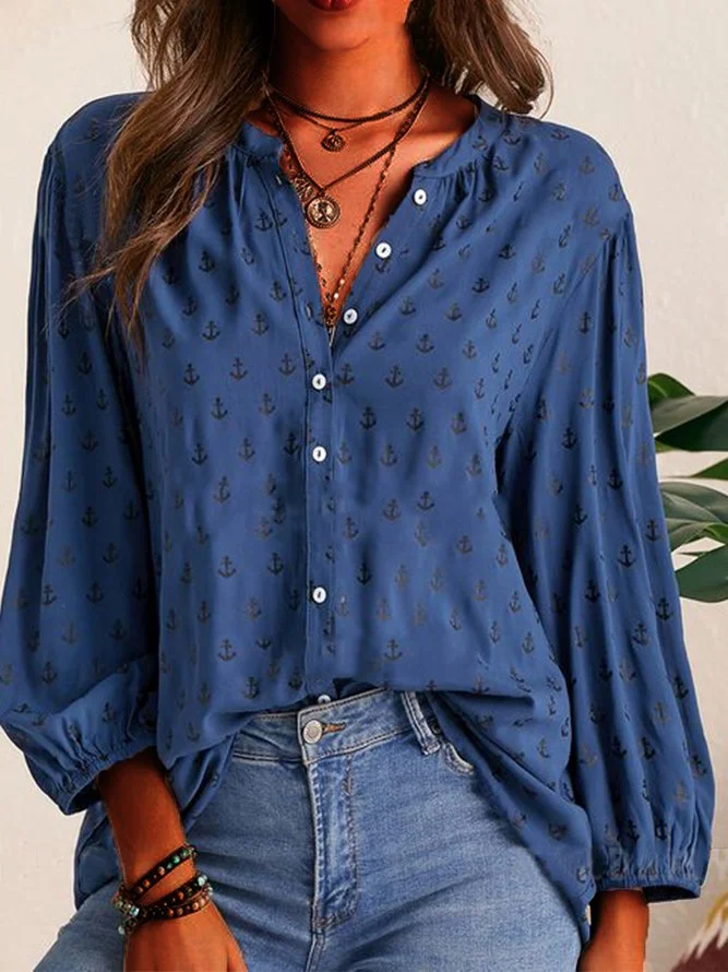 Printed Casual Shirt Long Sleeve Shirts & Tops