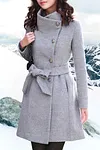 Mid Length Single Breasted Belted Wool Coat