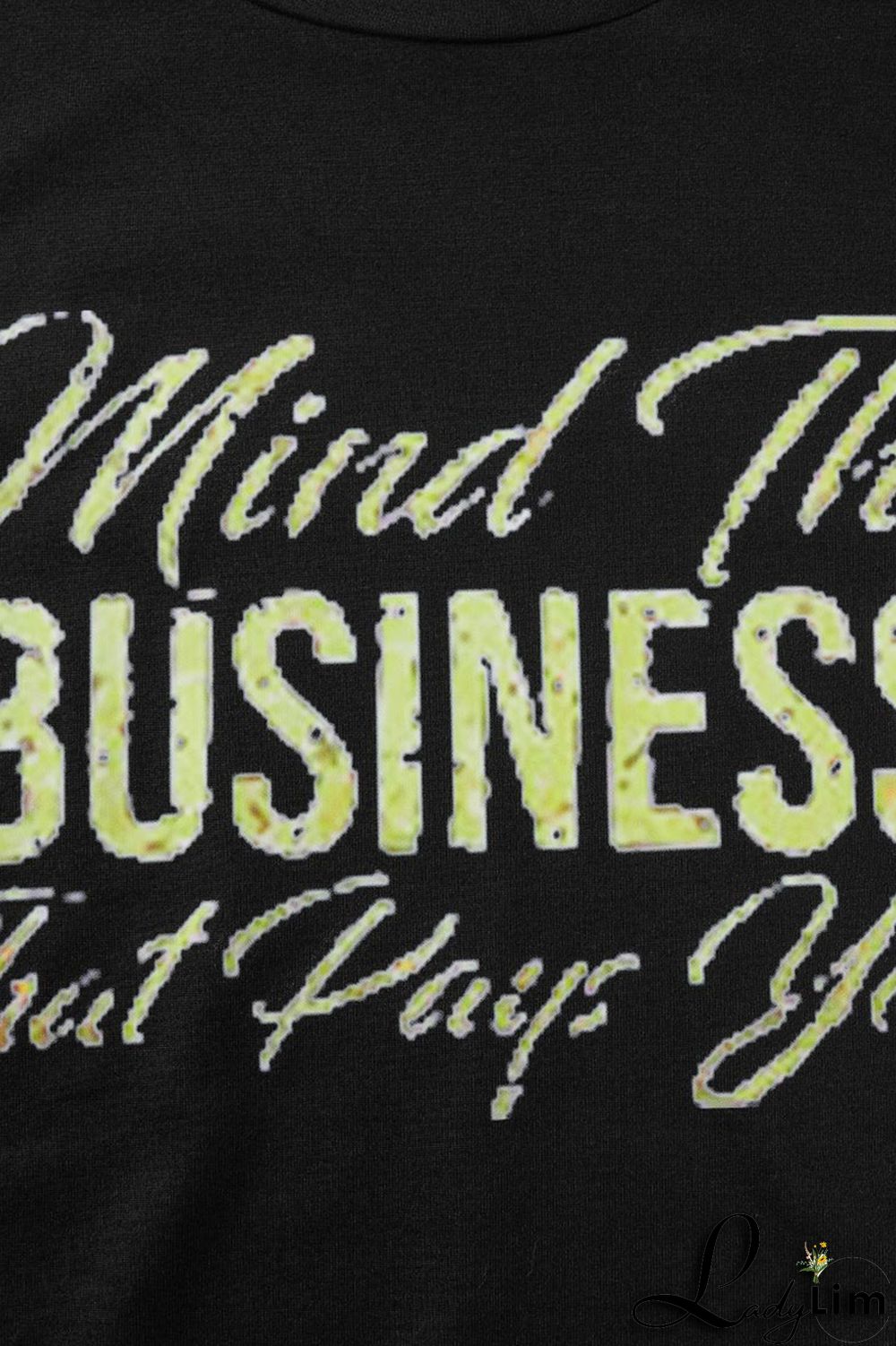 Black Fashion Casual Letter Print Basic O Neck Short Sleeve Two Pieces