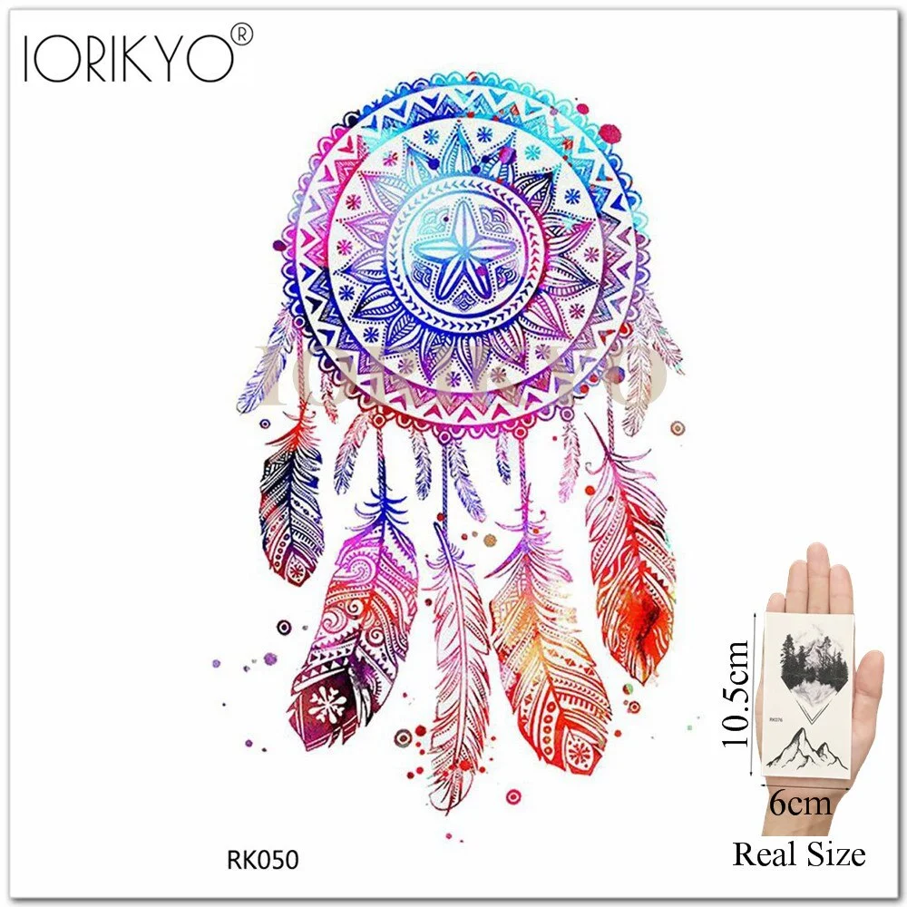 IORIKYO Temporary Women Tattoo Arm Stickers Body Chest Geometric Flash Tree Water Transfer Tatoos Dreamcatcher Sexy Fake Tattoo
